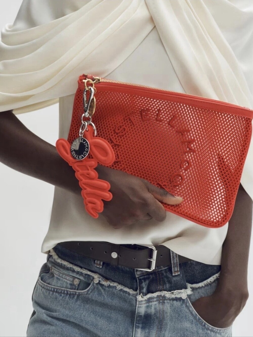 STELLA MCCARTNEY H&M Red Mesh Logo Bag And Purse Charm Keychain - Picture 5 of 14